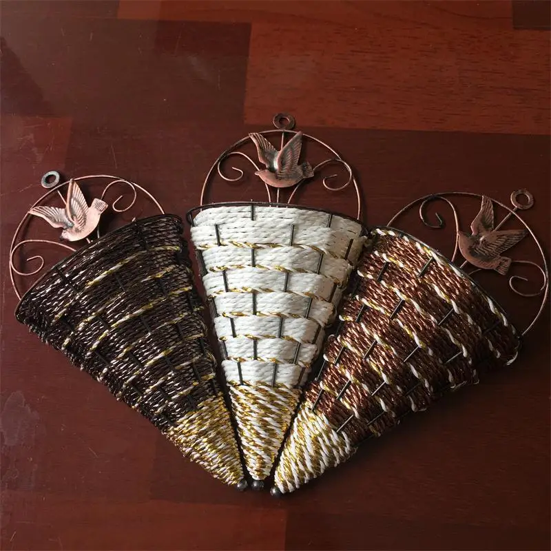 

Hanging wall flower basket rattan hanging fan European vase
