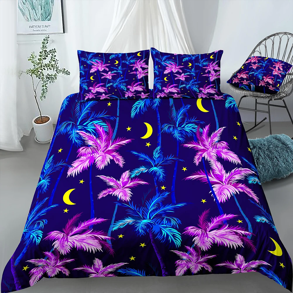 Набор постельного белья в нордическом современном стиле с принтом листьев