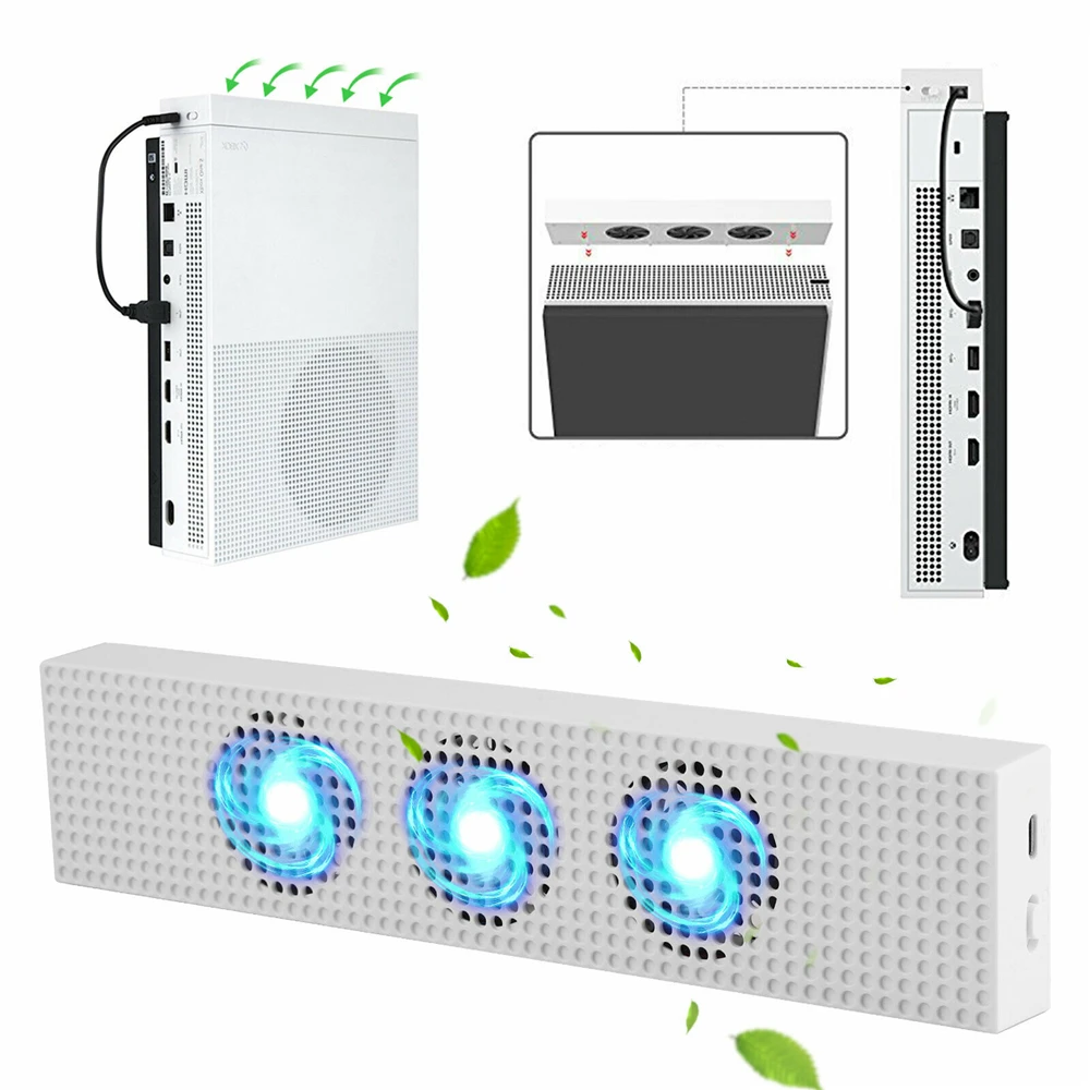 Охлаждающий вентилятор для Xbox One S с 2 портами USB и 3 H/L регулировкой скорости