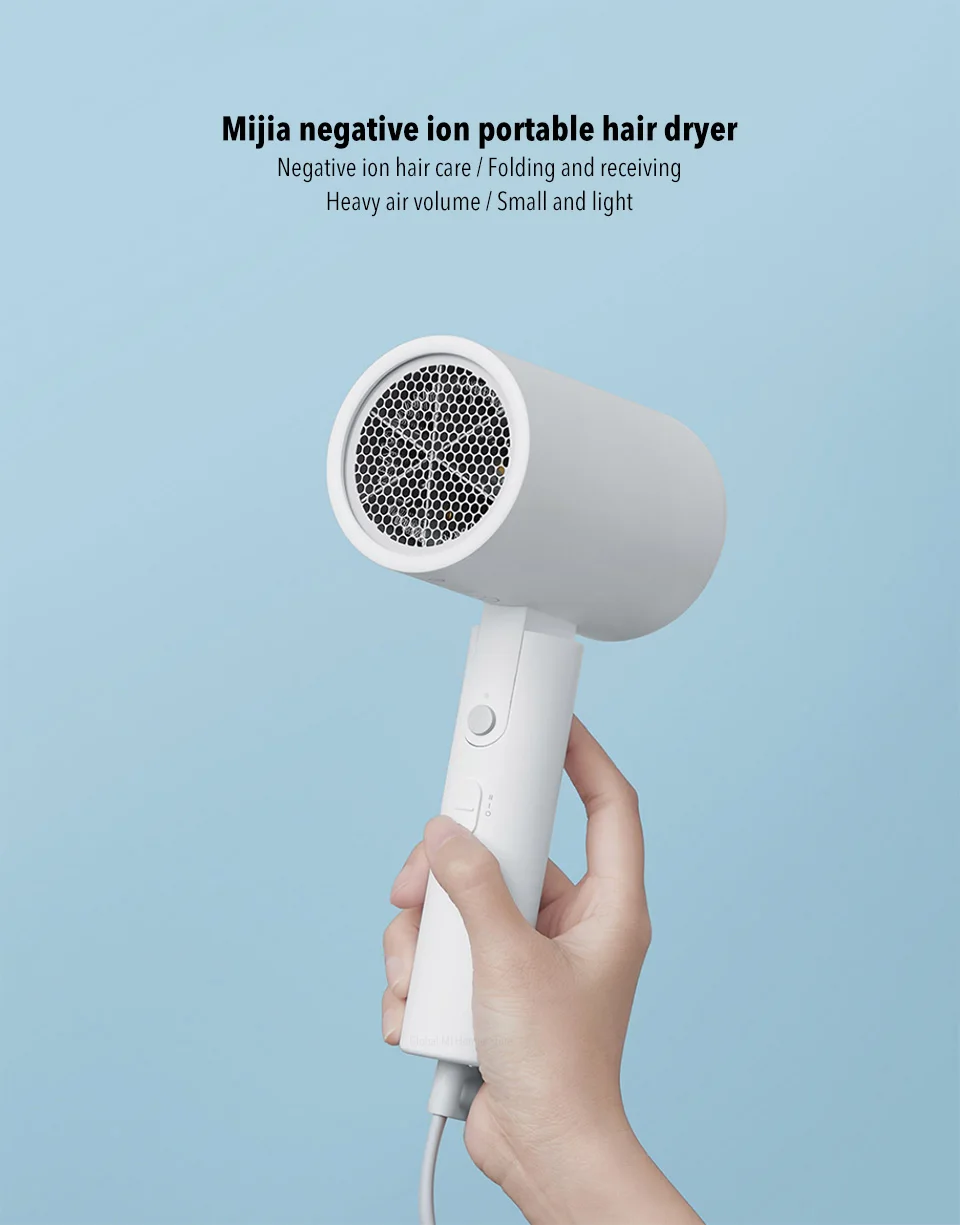 Xiaomi Mijia портативный складной фен с отрицательными ионами не повреждает десять миллионов отрицательных ионов салонного класса
