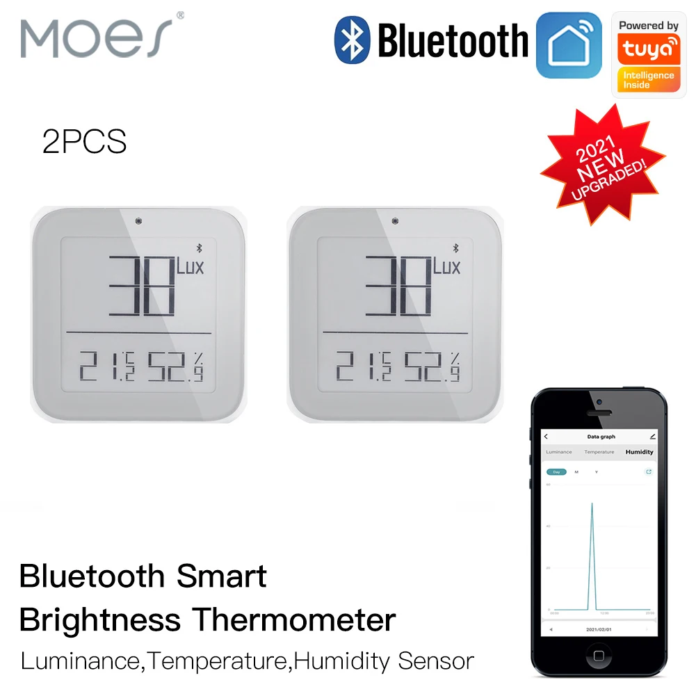 

Умный термометр яркости, Bluetooth, датчик температуры и влажности, светочувствительный, с приложением Tuya Smart