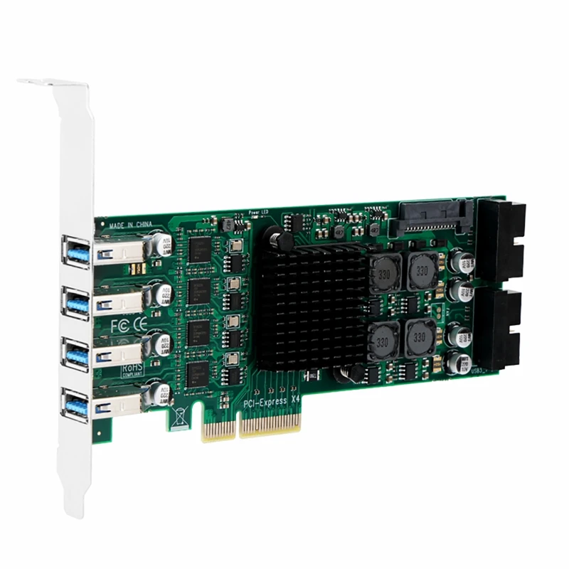 PCI-E To USB 3.0 8 Port Expansion Card Independent 4-Channel Supports Industrial Cameras And Cameras PCI-E Riser Card