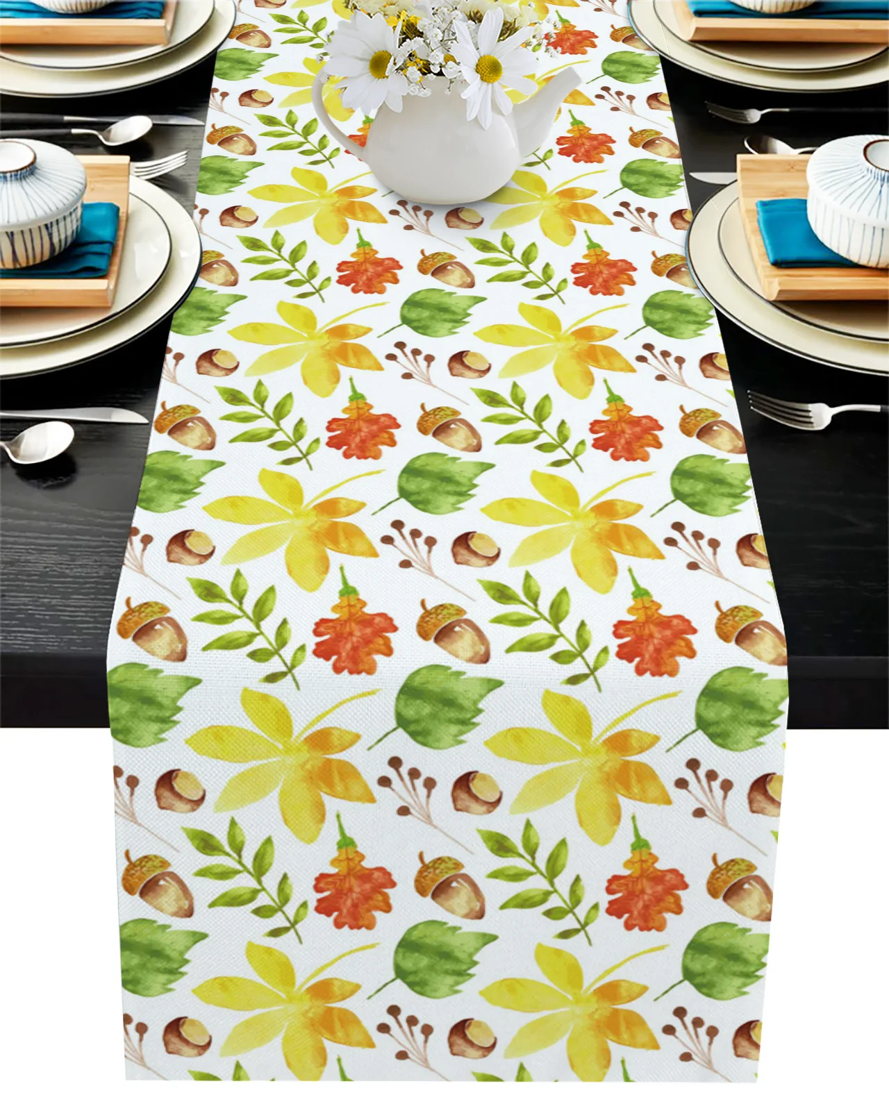 

Осенняя скатерть с акварельными растениями и кленовыми листьями, Свадебный декор для отеля, скатерть для стола, Рождественский Декор, кухон...