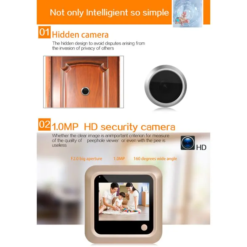 Горячая Цифровая Дверь просмотра цветной экран монитор Поддержка TF карты