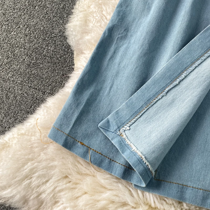 

JCHB 2021 High Quality Woman Dress Summer Denim Dress Female Korean Fashion Midi Dresses for Women Elegant Vestido De Mujer Pph