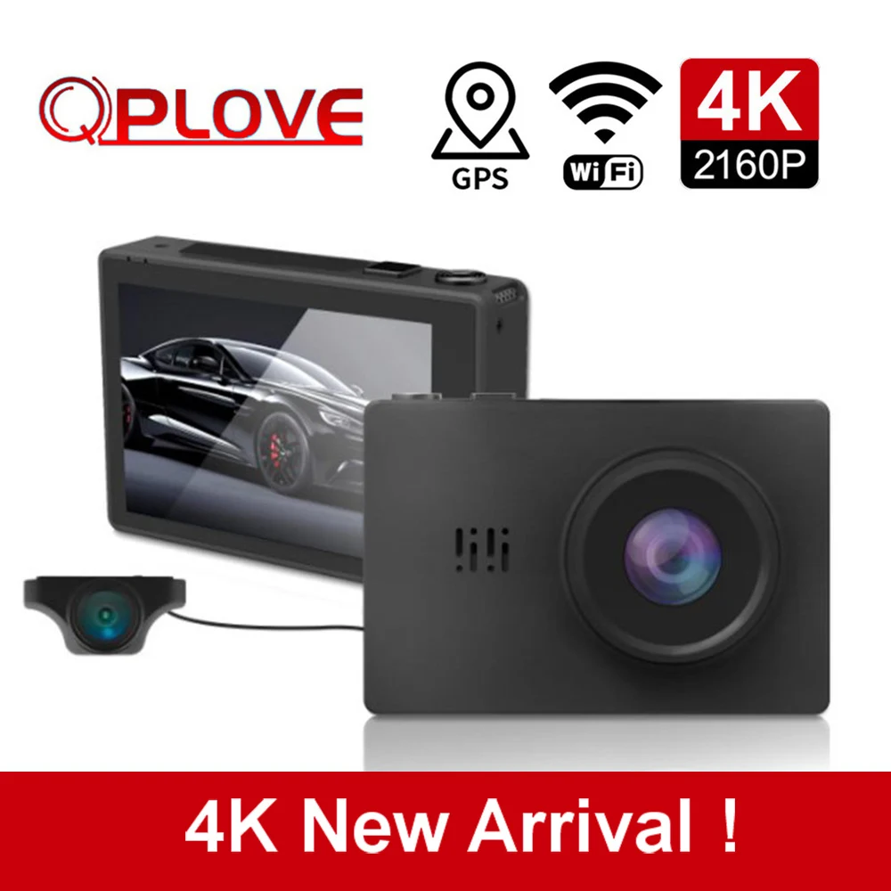 QPLOVE новинка 4K Автомобильный видеорегистратор HD 2160 P 3.0in OLED экран сетка Wi-Fi