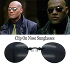 Очки солнцезащитные мужские без оправы, Модные Винтажные мини-очки с круглыми линзами, с зажимом для носа, без оправы, с матрицей Morpheus, UV400