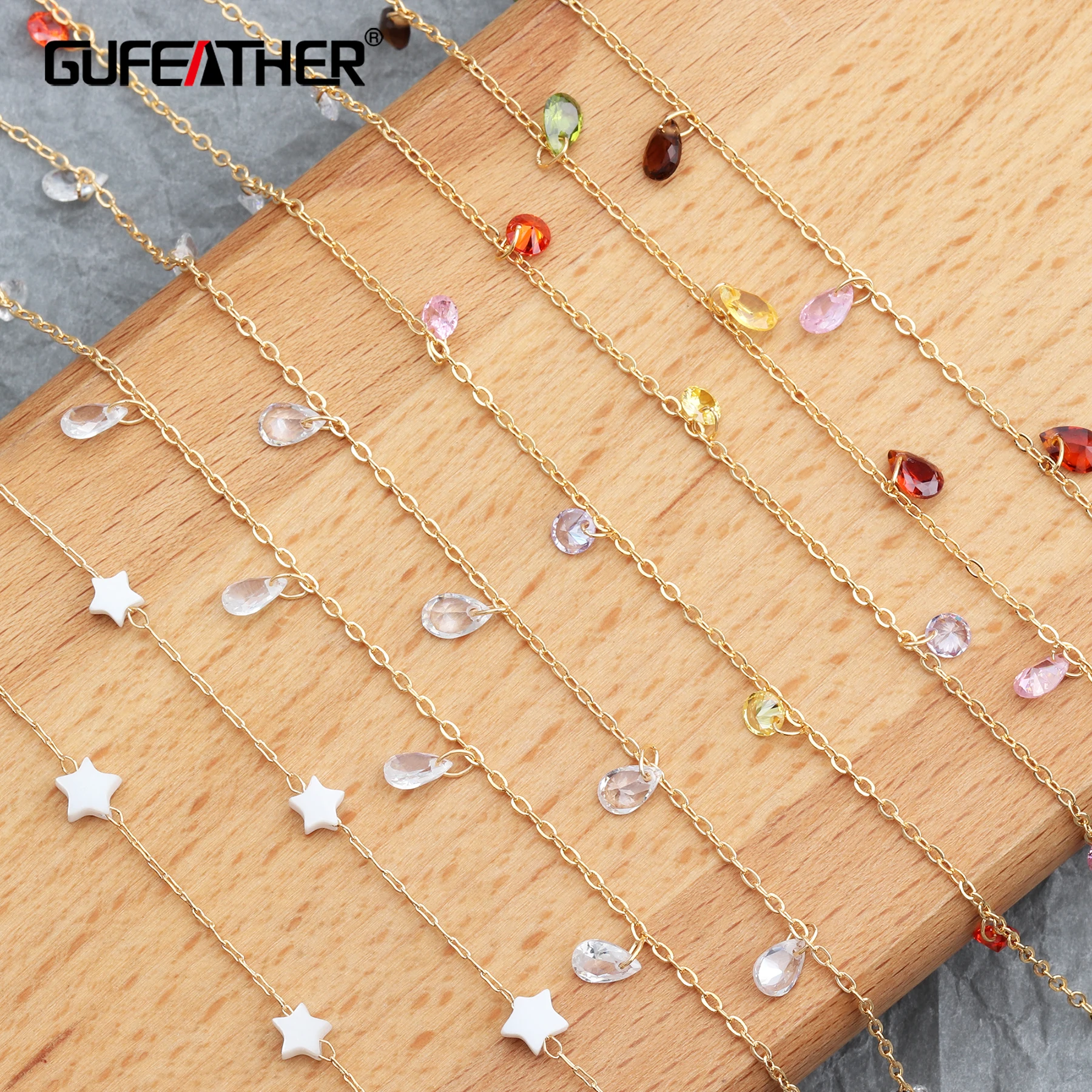 GUFEATHER C45, цепь, ювелирные аксессуары, 18k позолоченные, изготовление ювелирных изделий, ручная работа, ювелирные изделия, diy цепочки ожерелье, 1 м/лот