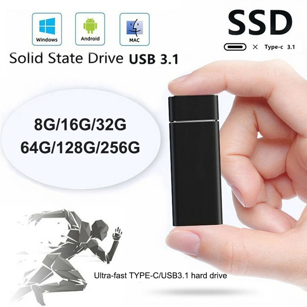 

New Type-C External SSD Mobile Solid State Drive Disk Portable Hard Drive Storage Device for PC Laptop 8G/16G/32G/64G/128G/256G