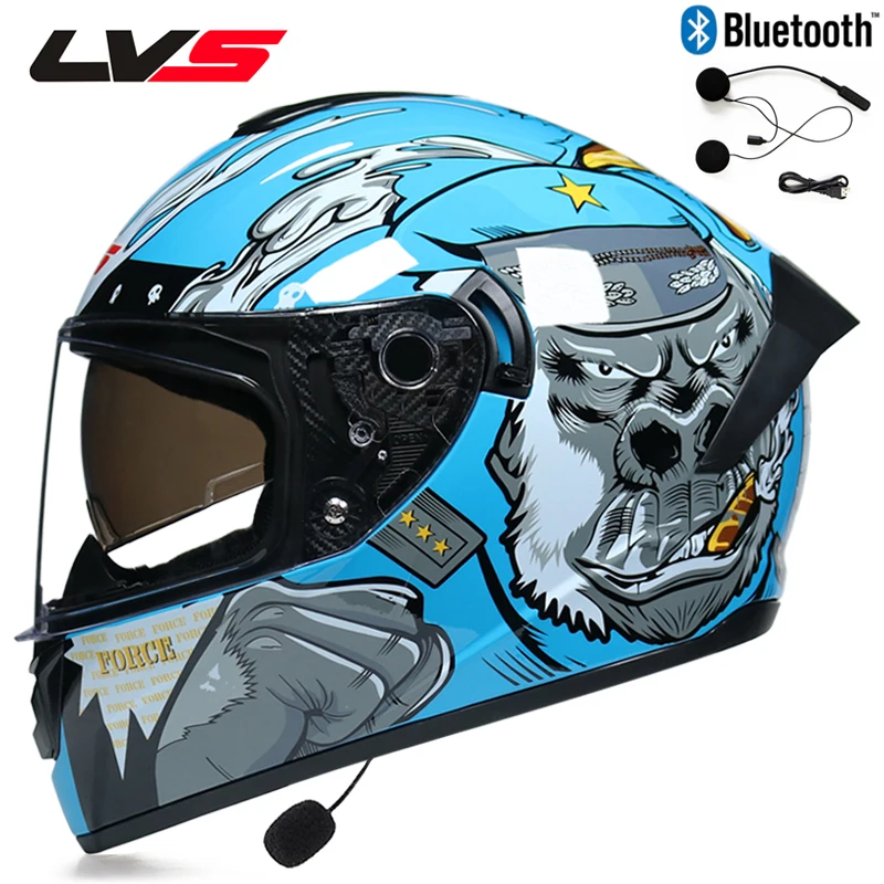 Bluetooth мотоциклетный шлем Полный мотоциклетный шлем с двойными линзами DOT Capacete da motocicleta - Цвет: 14