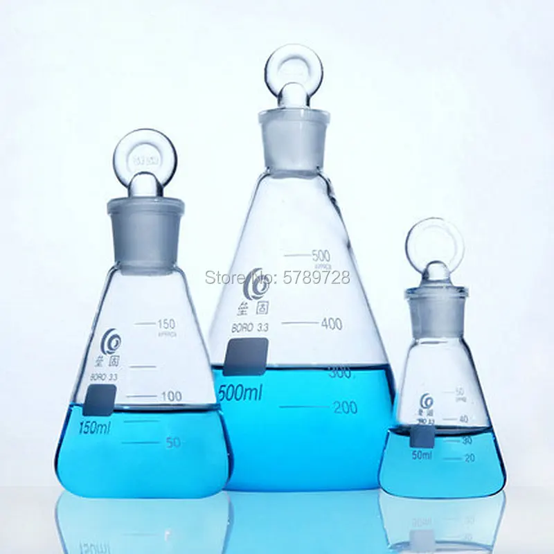 1pcs Capacity 50/100/150/250/500/1000ml Lab High Borosilicate Glass Conical Flask with 19 #24 #29# Frosted Ring Stopper