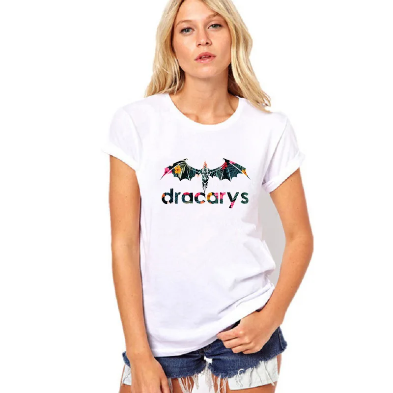 Женская футболка в стиле Харадзюку винтажном с принтом Daenerys Drogon Fire женская