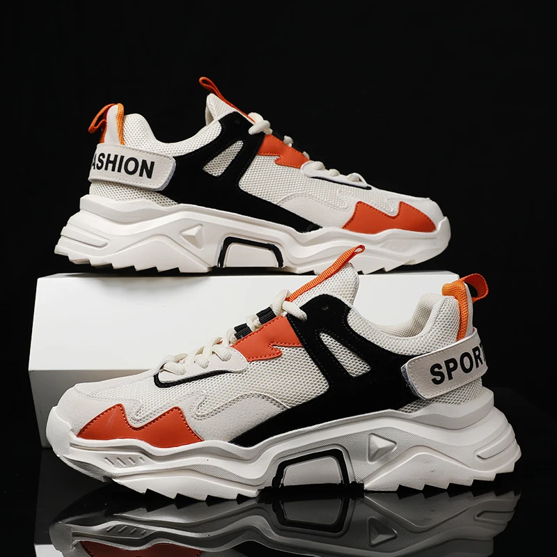 

Men's Sneakers Microfiber Surface Rubber-plastic Bottom Breathable Mesh Lace-up Non-slip Men's Casual Shoes Zapatillas Hombre