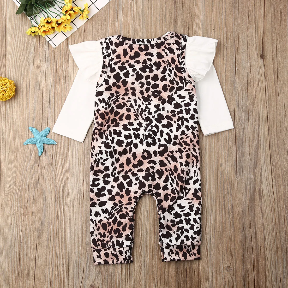 Новинка одежда для маленьких девочек леопардовый комбинезон комплект со штанами