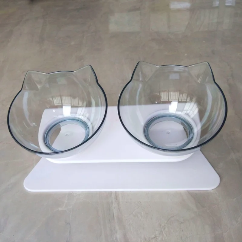 Миска для собак и кошек домашних животных Прозрачная чаша двойного назначения