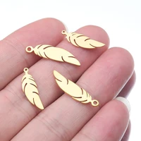 10pcs stainless steel gold plated feather palm leaves charms pendant for diy dreamcatcher necklace jewelry making accessories