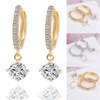 zircon earrings plated crystal hoop hook earrings for women jewelry gift 2021 new fashion jewelry 2 72 7cm in diameter 1pair