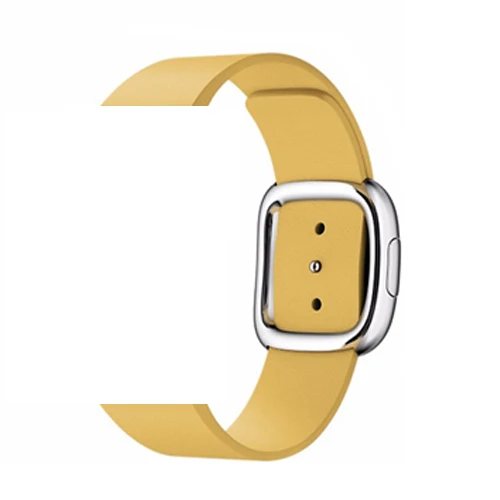 yellow Современный ремешок с пряжкой для Apple Watch band 5 4 3 iwatch band 44 мм/40 мм 42 мм/38 мм correa кожаный браслет часы аксессуары - Цвет ремешка: yellow