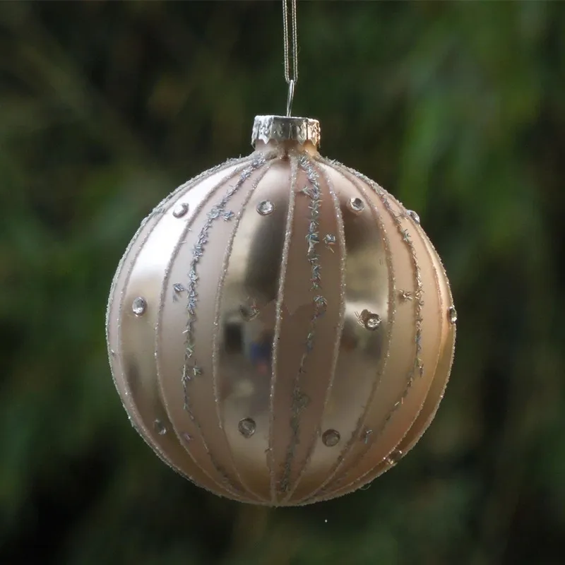 12pcs/pack Diameter=8cm Pink Series Glass Ball Christmas Day Tree Decoration Hanging Pendant Festival Wedding Friend Gift
