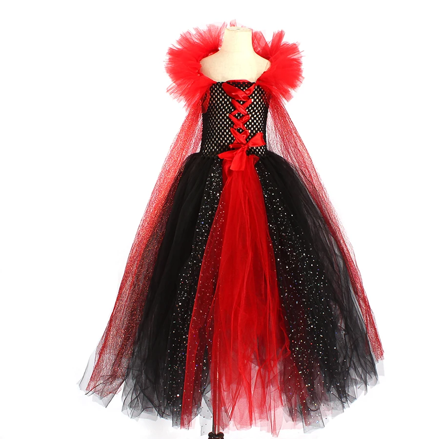 Детский костюм на Хэллоуин с блестками Vampiress детская одежда платье-пачка для
