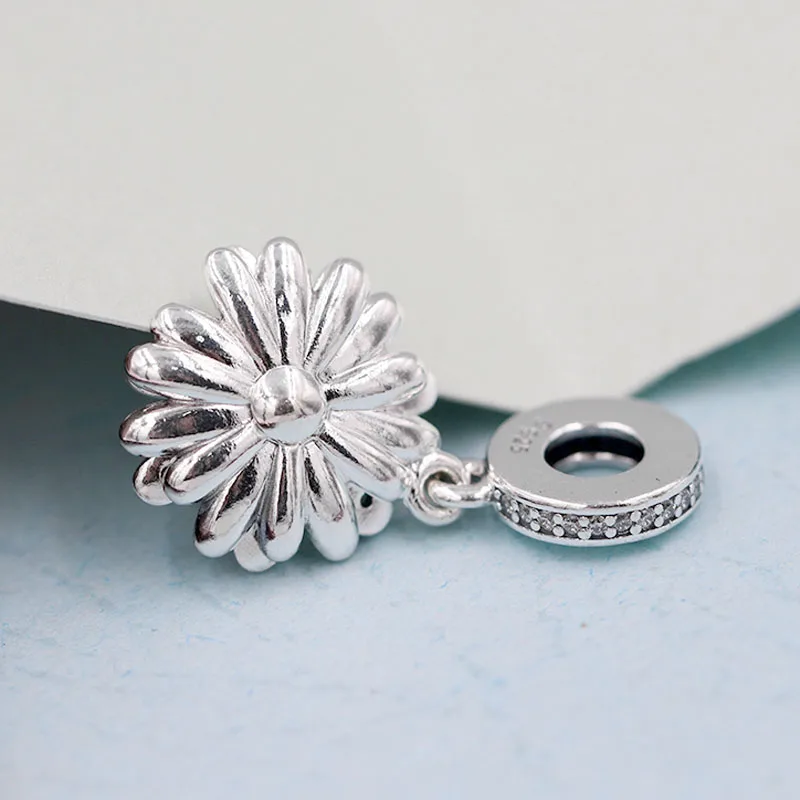 

Original Sparkling Daisy Flower With Hope Peace & Love Pendant Beads Fit 925 Sterling Silver Charm Europe Bracelet Diy Jewelry