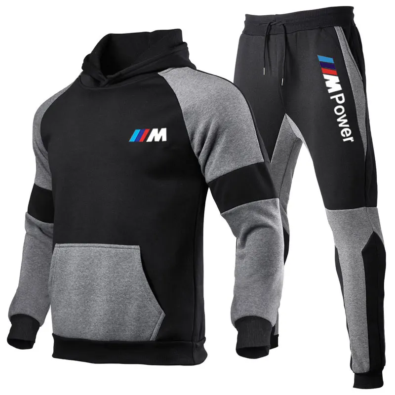 

2 Pieces Sets Tracksuit Men Hooded Sweatshirt+pants Pullover Hoodie Sportwear Suit BMW M Casual Men Clothes Size S-3XL