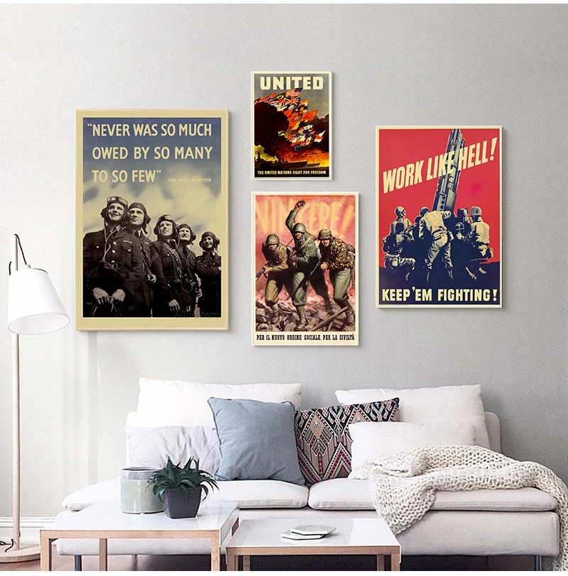 

CCCP Soldier Tank WW2 Propaganda Canvas Painting Vintage Wall Kraft Posters Coated Wall Stickers Home Decoration Pictures Gift