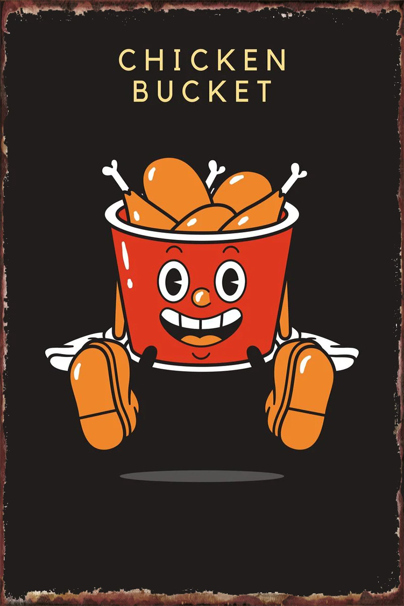 

Металлическая Оловянная табличка с ведром для кур, жестяные таблички, Настенный декор, украшение для комнаты в стиле ретро, винтажное украш...