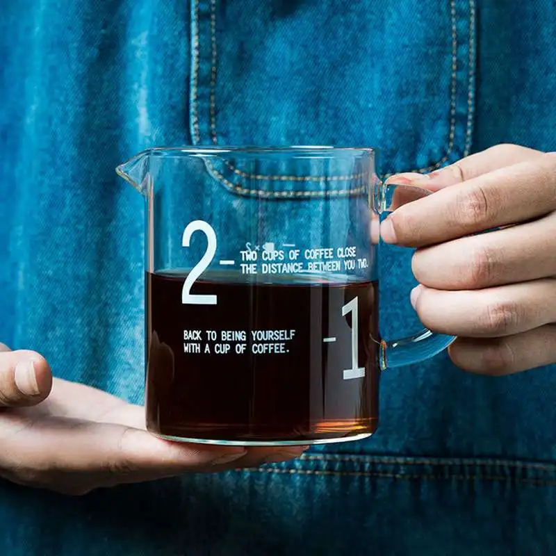 

Transparent Glass Coffee Cup Mug Heat-resistant Transparent Glass Cup with Handle Milk Scale Microwave Measure Home Drinkware