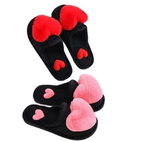 heart shape warm plush slippers women home slippers cute winter soft comfortable faux fur woman slipper ladies house shoes
