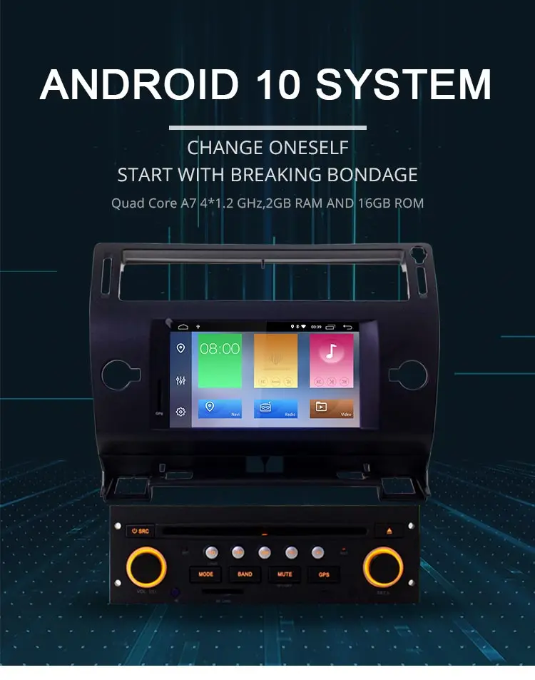 LJDA Android 10,0 автомобильный dvd-плеер для Citroen C4 Quatre Triumph wifi 1 Din Автомобильный Радио gps Навигация стерео руль 2G ram