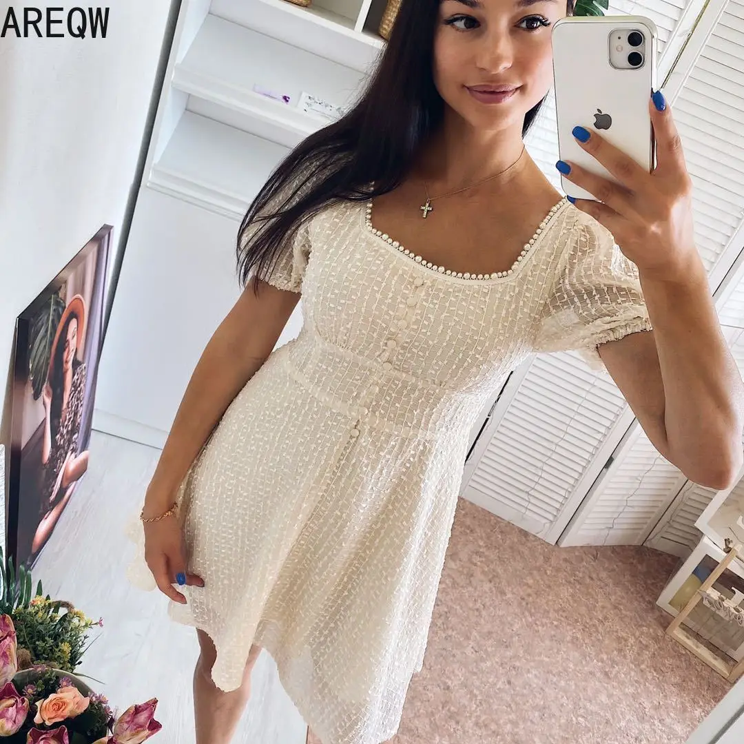 Шифоновое платье с вышивкой женское летнее ТРАПЕЦИЕВИДНОЕ мини-платье женская