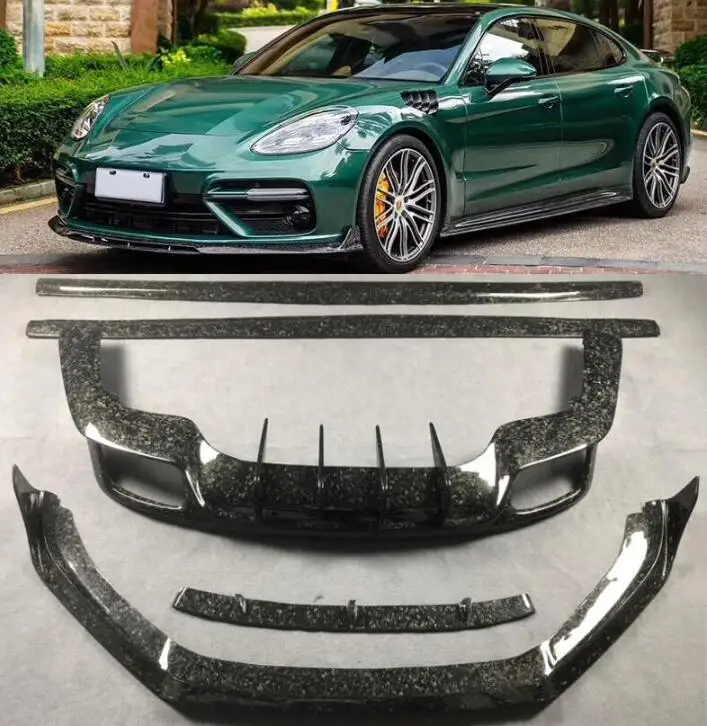 Кованый карбоновый Комплект кузова автомобиля Передняя яркая обложка боковая