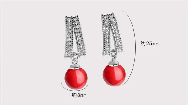 Винтажные красные серьги-капельки с жемчугом женские серебряные серьги 925 пробы