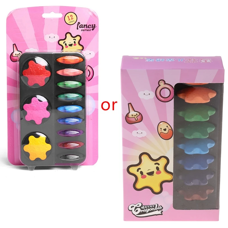 12 цветов нетоксичные восковые карандаши в форме снежинок детские моющиеся для