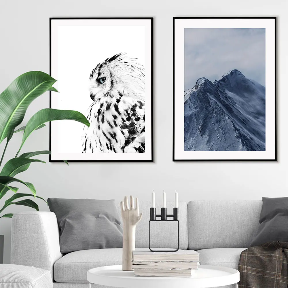 

Minimalist Owl Poster Landscape Canvas Painting Mountain Art Print Nordic Modern Natural Wall Picture For Living Room Home Decor