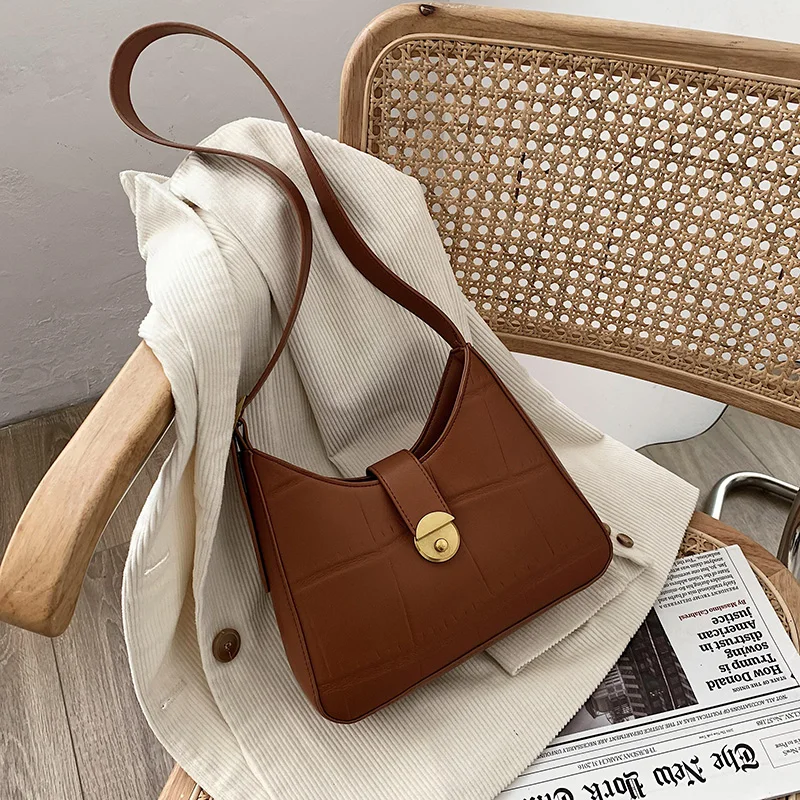 

VeryMe Autumn Fashion Underarm Bag For Female Stone Pattern Retro Shoulder Bags New Leather Women's Designer Handbag Sac A Main