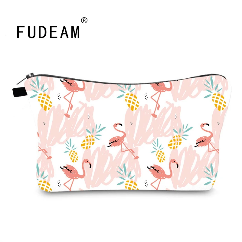 

FUDEAM Polyester Flamingo Printing Pattern Portable Women Travel Storage Bag Toiletries Organize Cute Cosmetic Bag Make Up Bag