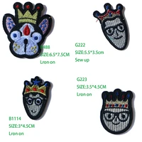 cute small crowned dogs and men cattle patch for clothing sticker for children boy girl diy patches t shirt heat transfer badges