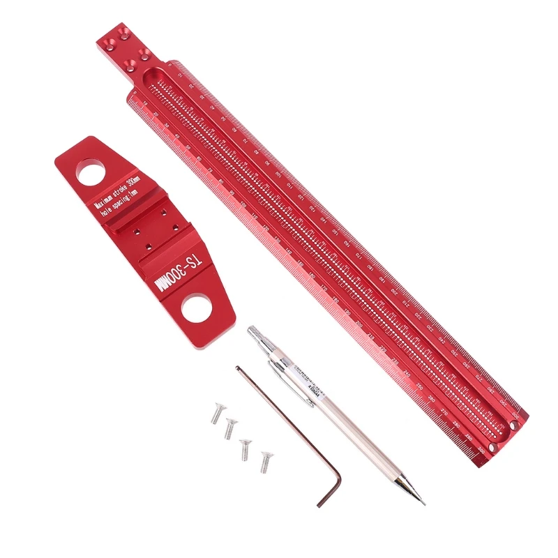 

Precision Marking T-Ruler Aluminum Alloy Woodworking Scribe Marking Gauge Deluxe Crossed-out Hole Scribing Ruler Measuring G8TB