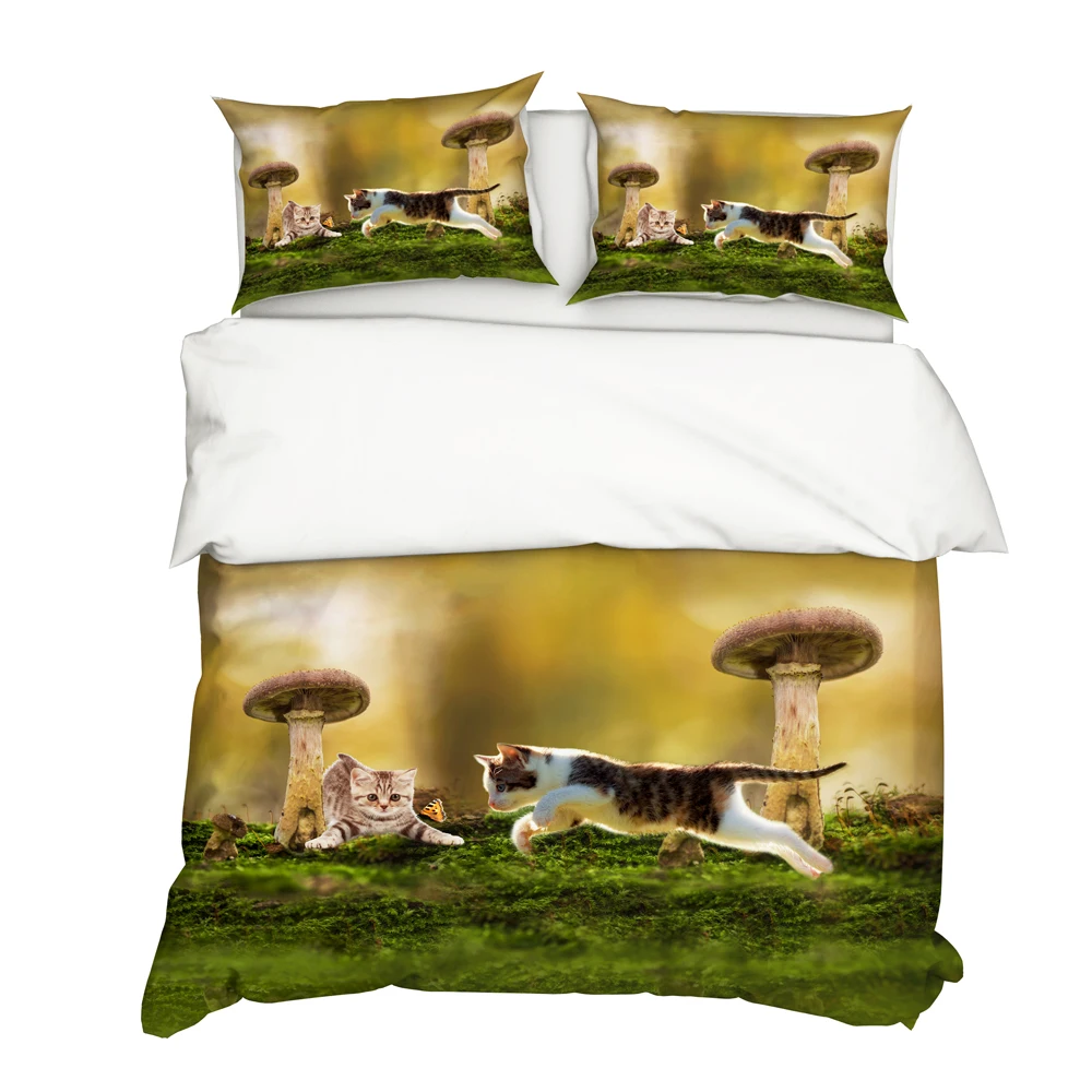 

Комплект постельного белья YuXiu 3D с изображением животных, кошек, звезд, синего цвета, наборы из 3 предметов, постельное белье, пододеяльник, королева, полный, двойной размер