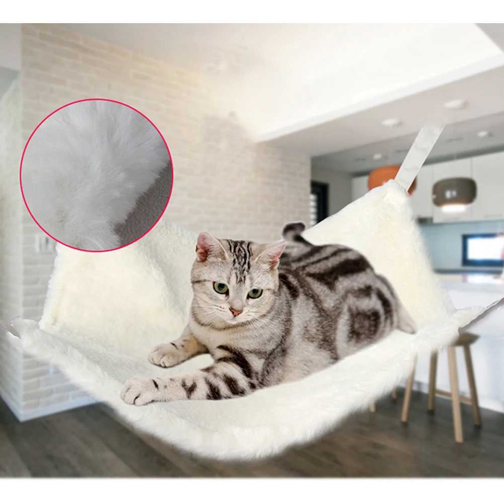 

Pet hammock suede rabbit cat hammock positive and negative cage hammock winter soft warm pet hanging bed cat accessories