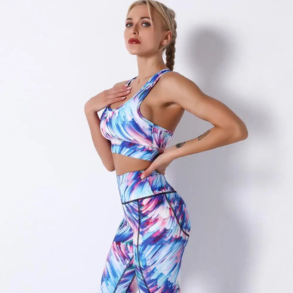 

Beautiful back printing sports underwear ladies quick-drying bra shockproof yoga running fitness bra vest