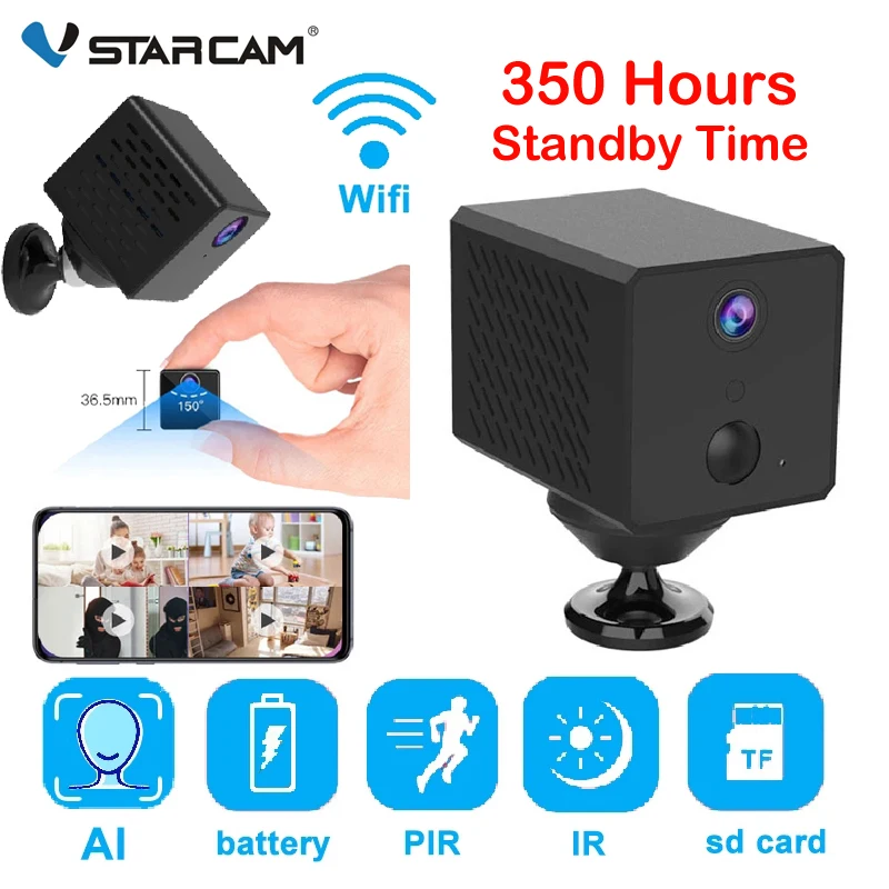 Миниатюрная Wi Fi камера Vstarcam с аккумулятором на 1500 мАч IP DV низким