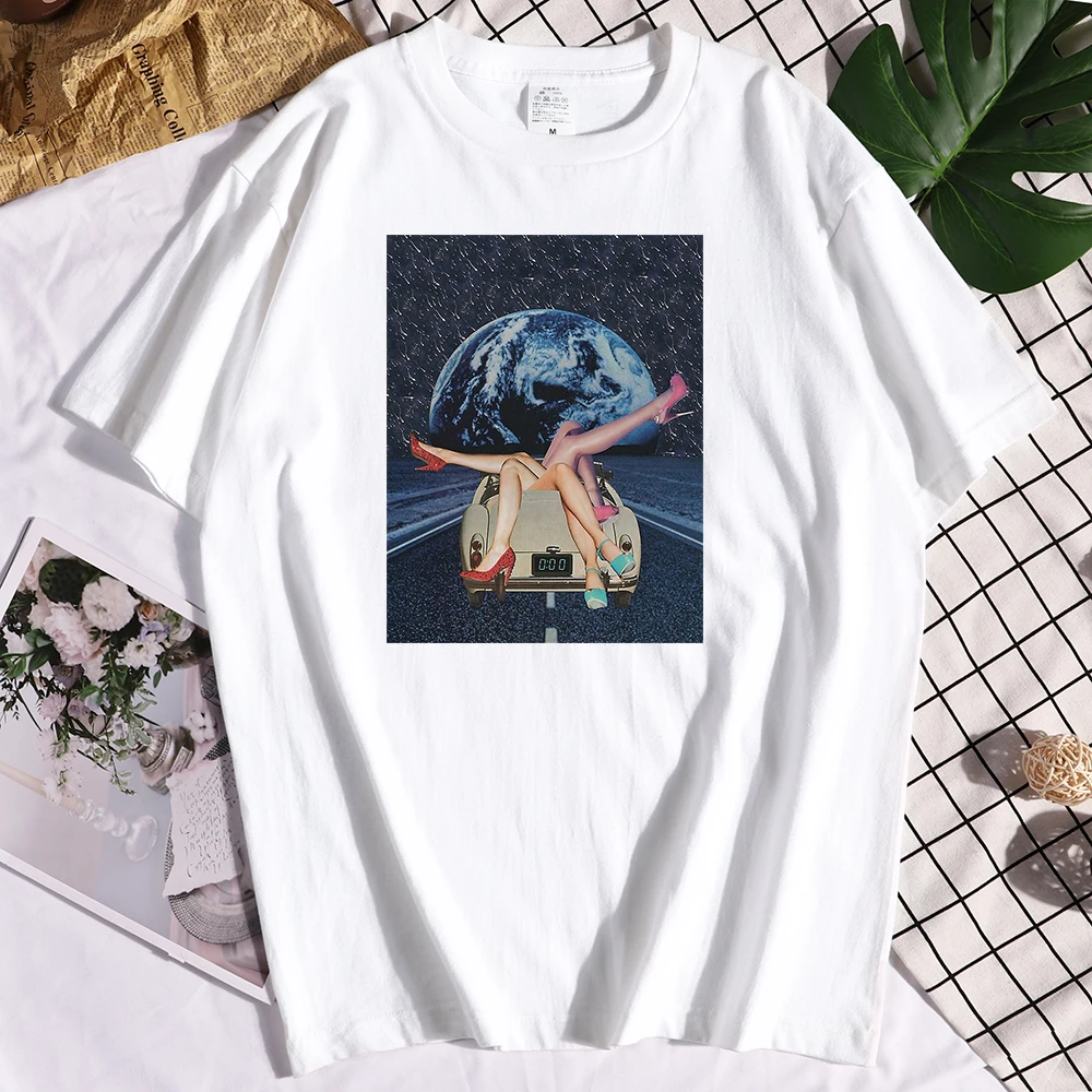 

Fashion The Trip Printing Female T Shirts Harajuku Big Size T-Shirt Street New Short Sleeves Home High Quality Woman Tshirts