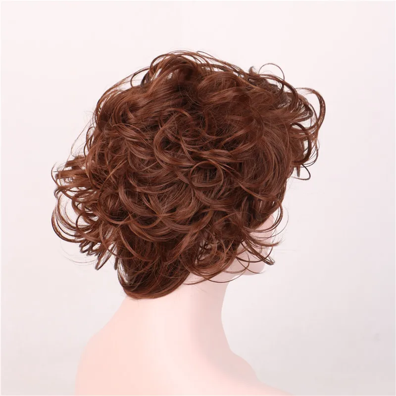 

WoodFestival Brown Auburn Synthetic Hair Curly Short Wig With Bangs Cosplay Wigs For Women Female High Temperature Fiber