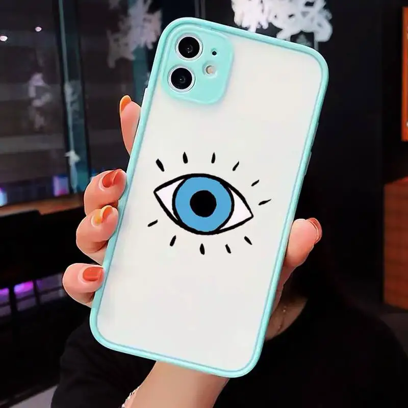 

Turkish lucky Blue Evil Eye Abstract Phone Case Matte Transparent for iPhone 7 8 11 12 s mini pro X XS XR MAX Plus cover funda