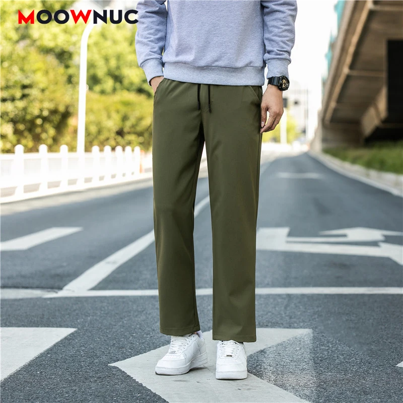 

2021 мужские повседневные брюки прямые спортивные штаны уличная мода брюки мужские однотонные Молодежные Длинные Новые весенние бегуны MOOWNUC