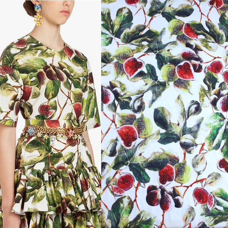 

100x145cm Fashion Fig Rinted 100%Cotton Fabric For Woman Dress Blouse DIY Cloth Sewing