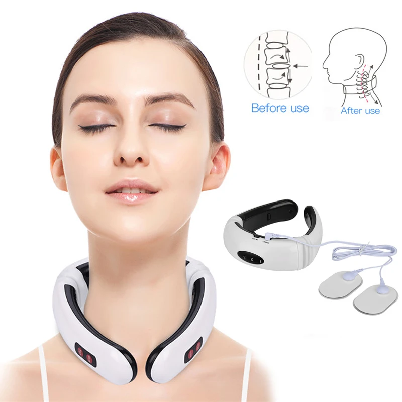 

Electric Pulse Neck Massager Cervical Traction Collar Therapy Pain Relief Stimulator Guasha Acupuncture Cupping Patting Massage